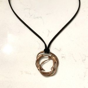 Genuine Copper pendant on black corded necklace